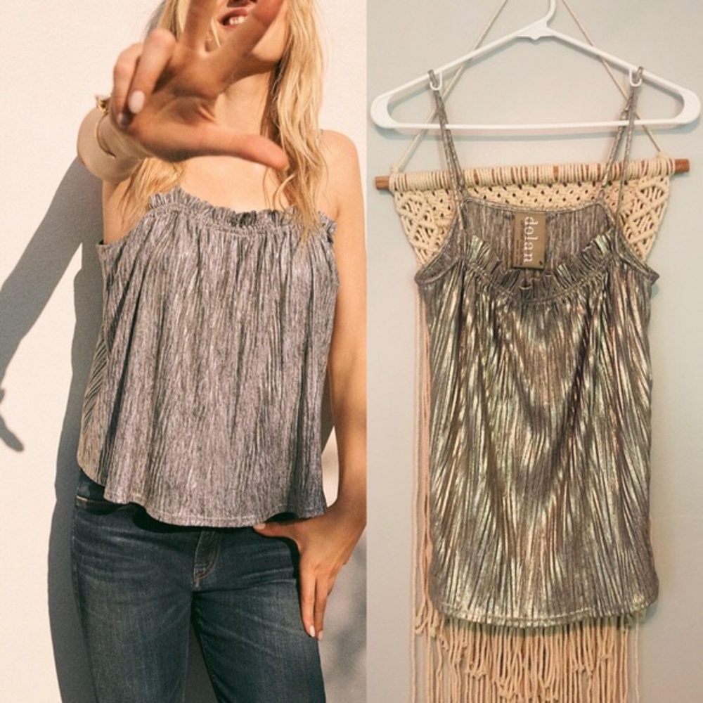 SOLD 🚫 NWOT Anthropologie Dolan Metallic Silver Cami